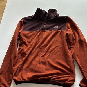 The North Face Two-Tone Half-Zip Fleece - Rust Orange & Dark Brown